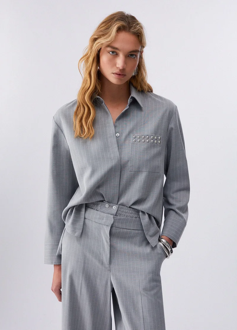 ليو جو Pinstripe shirt with studs